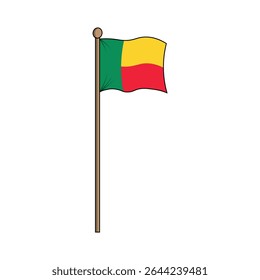 Benim, República do Benim, República do Bénin, bandeira do Daomé com mastro. feito na indonésia, java ocidental, cirebon'