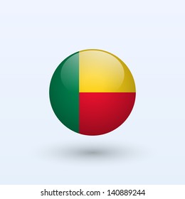 Benin round flag. Vector illustration.