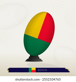 Benin Rugby Ball on Rugby Kicking Tees with Modern Design. Illustration perfect for sports, national pride, and rugby-related projects.