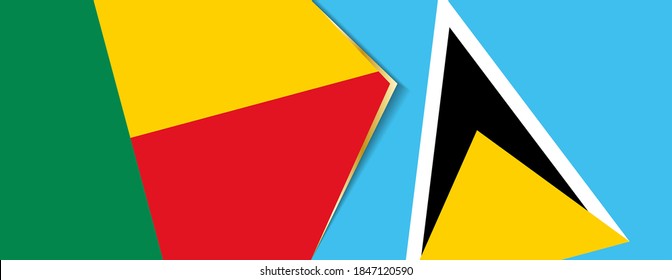 Benin und Saint Lucia Flaggen, zwei Vektorfahnen Symbol der Beziehung oder Konfrontation.