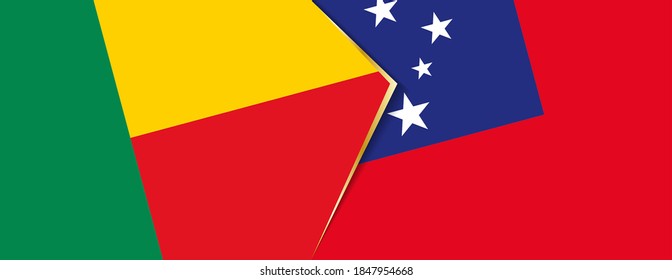 Benin and Samoa flags, two vector flags symbol of relationship or confrontation.