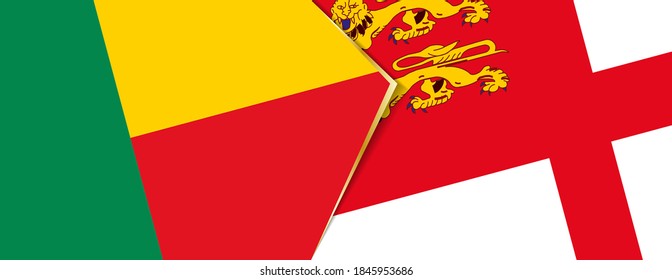 Benin and Sark flags, two vector flags symbol of relationship or confrontation.