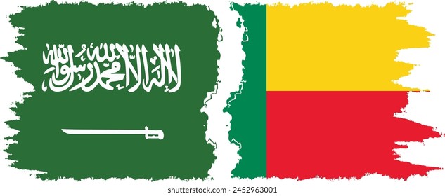 Benin und Saudi-Arabien Grunge Flaggen Verbindung, Vektorgrafik