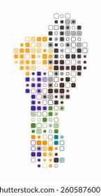 Benin, shape of the country built of colored cells. Digital style map of Benin on white background. Large size rounded square blocks. Modern vector illustration.