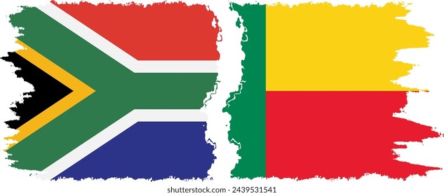 Benin and South Africa grunge flags connection, vector