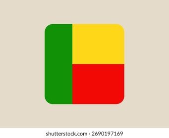 ilustração do vetor da bandeira quadrada do benin. Design moderno vibrante emblema bandeira em cores nacionais autênticas. Design de vetor isolado.