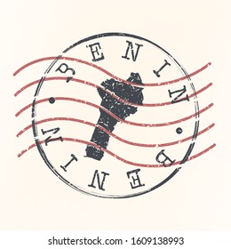 Benin Stamp Postal. Map Silhouette Seal. Passport Round Design. Vector Icon. Design Retro Travel.
