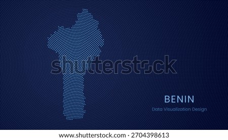 Benin stylized dotted map in modern circular data tech visualization concept.