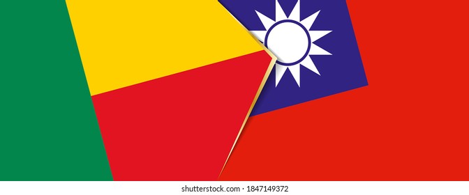 Benin und Taiwan Flaggen, zwei Vektorfahnen Symbol für Beziehung oder Konfrontation.