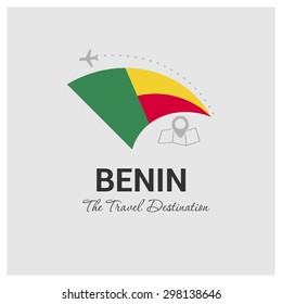 Benin The Travel Destination logo - Vector travel company logo design - Country Flag Travel and Tourism concept t shirt graphics - vector illustration