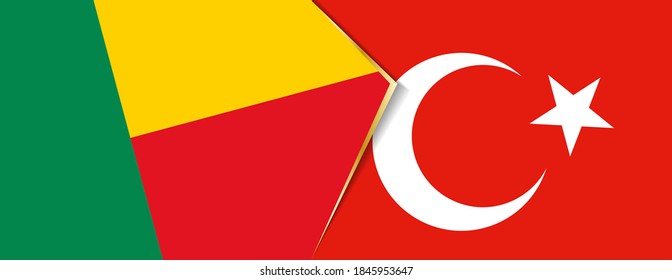 Benin und die Türkei Flaggen, zwei Vektorfahnen Symbol für Beziehung oder Konfrontation.