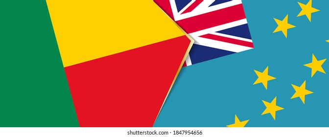 Benin and Tuvalu flags, two vector flags symbol of relationship or confrontation.