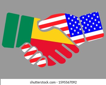 Benin and USA flags Handshake vector