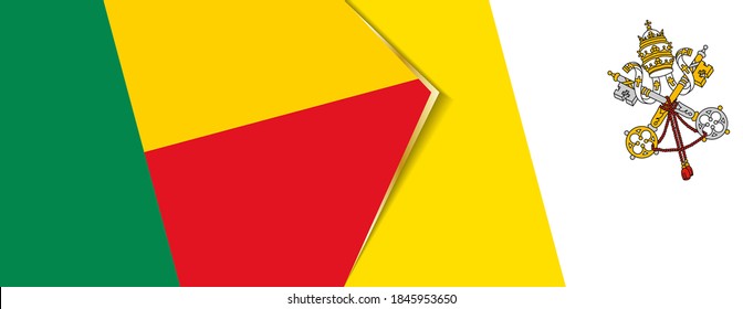 Benin and Vatican City flags, two vector flags symbol of relationship or confrontation.