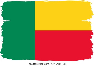 Benin vector grunge brush stroke with  national flag. Watercolor painting flag. 