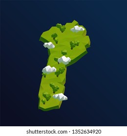 Benin Vector Low Poly 3D Cartoon Map