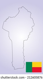 Benin vector map and vector flag, high detailed silhouette illustration isolated on white background.