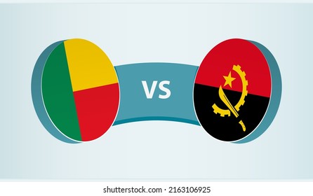 Benin versus Angola, team sports competition concept. Round flag of countries.