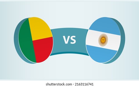 Benin versus Argentina, team sports competition concept. Round flag of countries.