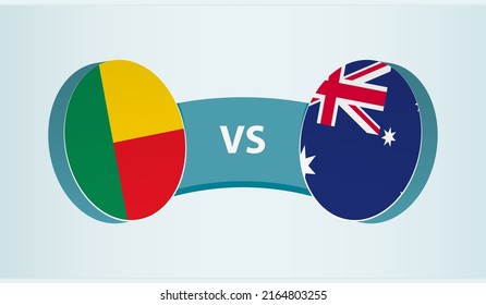 Benin versus Australia, team sports competition concept. Round flag of countries.