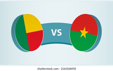 Benin versus Burkina Faso, team sports competition concept. Round flag of countries.