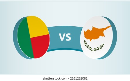 Benin versus Cyprus, team sports competition concept. Round flag of countries.