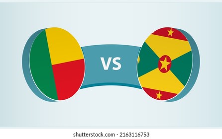 Benin versus Grenada, team sports competition concept. Round flag of countries.