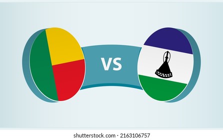 Benin versus Lesotho, team sports competition concept. Round flag of countries.
