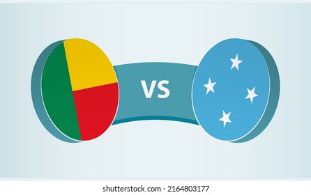 Benin versus Micronesia, team sports competition concept. Round flag of countries.