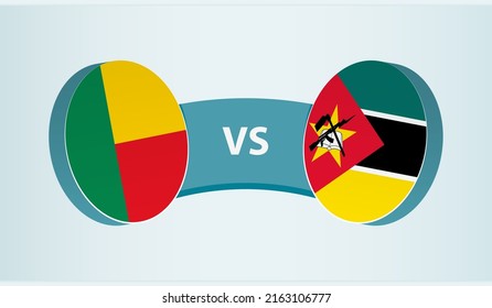 Benin versus Mozambique, team sports competition concept. Round flag of countries.