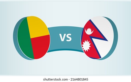 Benin versus Nepal, team sports competition concept. Round flag of countries.