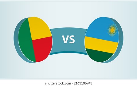 Benin versus Rwanda, team sports competition concept. Round flag of countries.