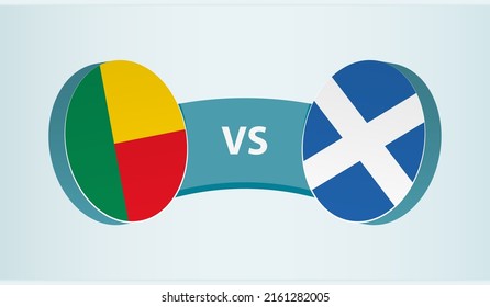 Benin Versus Scotland, Team Sports Competition Concept. Round Flag Of Countries.