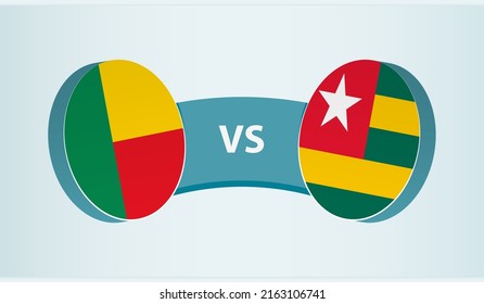 Benin versus Togo, team sports competition concept. Round flag of countries.