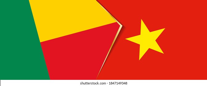 Benin und Vietnam Flaggen, zwei Vektorflaggen Symbol für Beziehung oder Konfrontation.