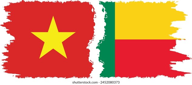 Benin and Vietnam grunge flags connection, vector