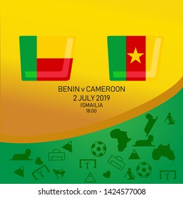Benin vs Cameroon, African football match 2019, Egypt pattern with modern and traditional elements, Vector illustration