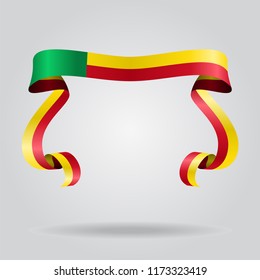 Benin wavy flag abstract background. Vector illustration.