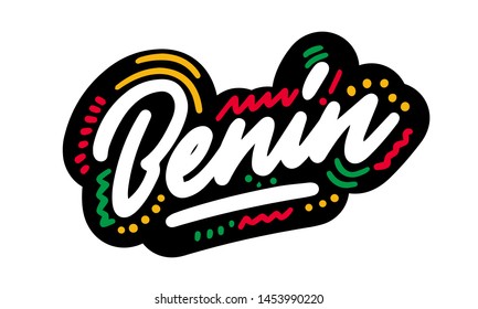 Benin  Word Text  Creative Handwritten Font and Swoosh Shape Design Vector Illustration.