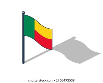 Beninese flag isometric vector illustration with shadow Beninese flag