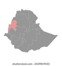 Benishangul Gumuz Region map, administrative division of Ethiopia. Vector illustration.