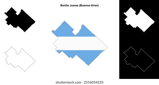 Benito Juarez department (Buenos Aires) outline map set