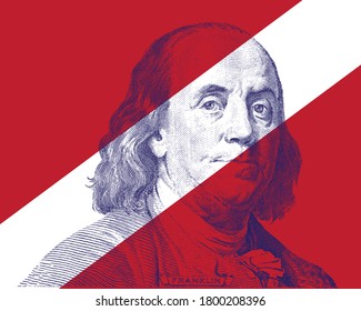 Benjamin Franklin Face on white stripe