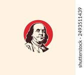 Benjamin franklin logo flat vector design