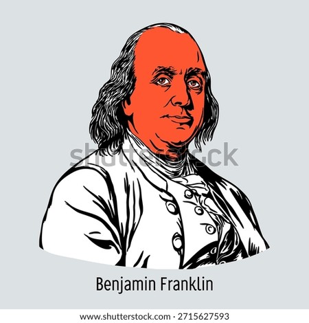 Benjamin Franklin was one of the Founding Fathers of the United States, a prominent scientist, inventor, and diplomat who influenced the development of the American state. Hand-drawn illustration