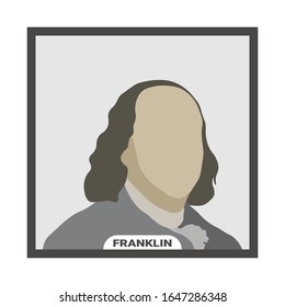 Benjamin Franklin, United States politician. Stylized vector portrait on white background