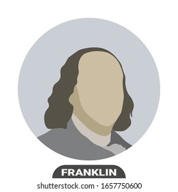 Benjamin Franklin, United States politician. Stylized portrait. Vector illustration on white background