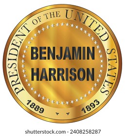 Benjamin Harrison president of the United States of America round stamp