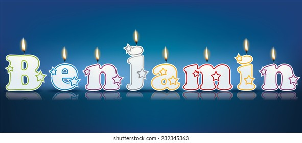 BENJAMIN escrito con velas encendidas - ilustración vectorial