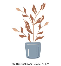 Benjamin's ficus flower in a pot. Vector illustration isolated on a white background